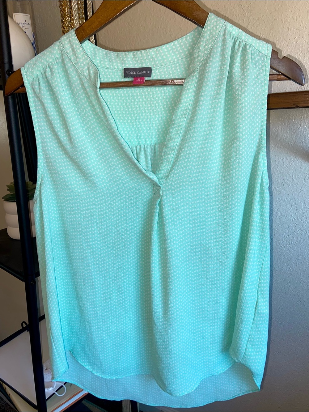 Vince Camuto Mint Green Sleeveless V-Neck Blouse